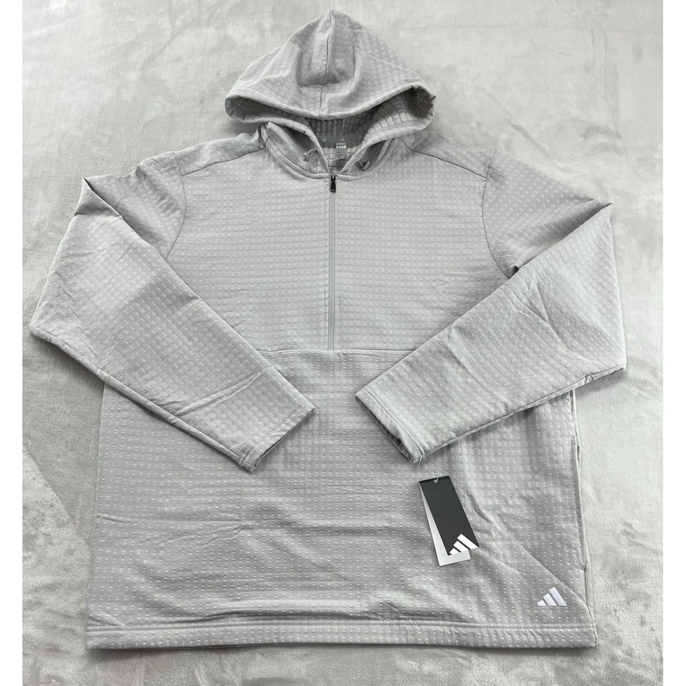 Adidas Woven Wind Hoodie Men XL Gray Quarter Zip Lightweight Pullover Activewear